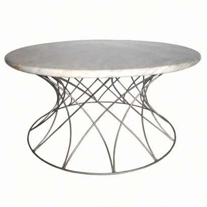 AB-058_ Webbed Coffee Table with century allasbaster top